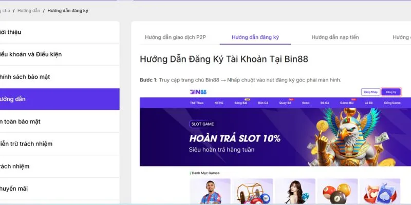 noi dung co trong muc huong dan cua bin88